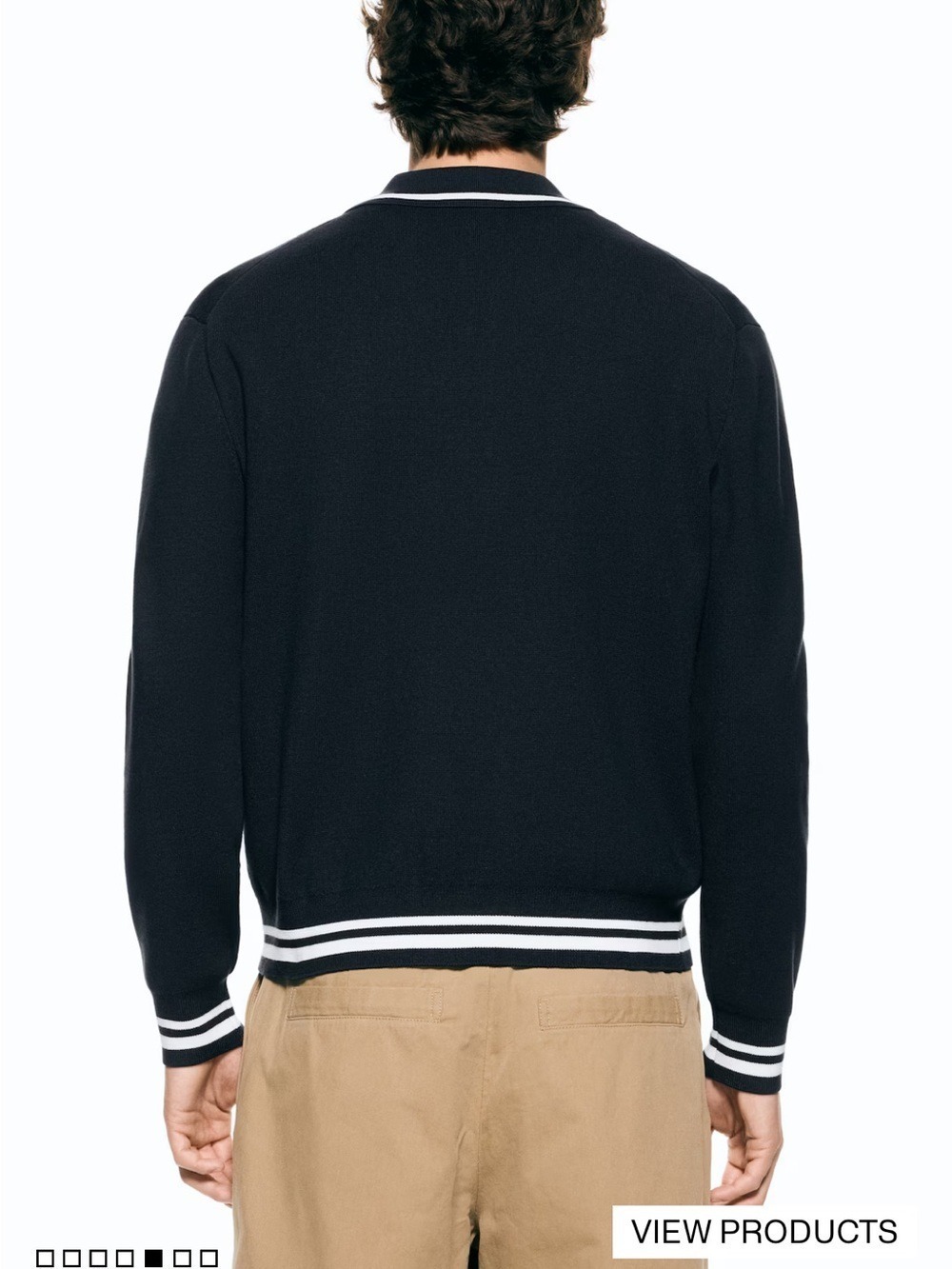H&M Black Polo Sweater with White Trim - Picture 4 of 7
